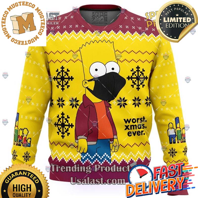 The Simpsons Bart Simpson Ugly Christmas Sweater For Holiday 2023 Xmas Gifts The Simpsons Bart Simpson Ugly Christmas Sweater For Holiday 2023 Xmas Gifts