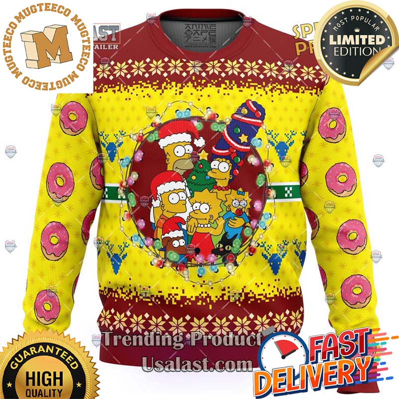 The Simpsons Family Donut Ugly Christmas Sweater For Holiday 2023 Xmas Gifts The Simpsons Family Donut Ugly Christmas Sweater For Holiday 2023 Xmas Gifts
