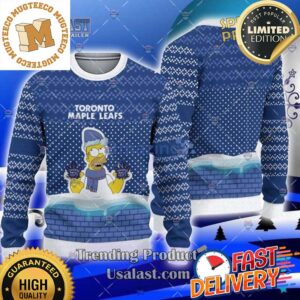 The Simpsons Toronto Maple Leafs Ugly Christmas Sweater For Holiday 2023 Xmas Gifts