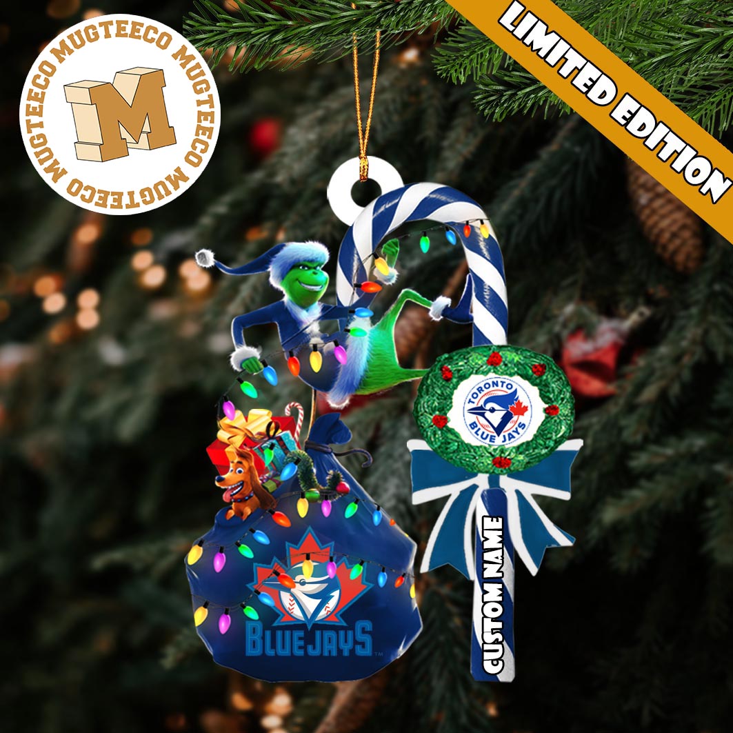 Toronto Blue Jays MLB Grinch Candy Cane Personalized Xmas Gifts Christmas Tree Decorations Ornament Toronto Blue Jays MLB Grinch Candy Cane Personalized Xmas Gifts Christmas Tree Decorations Ornament