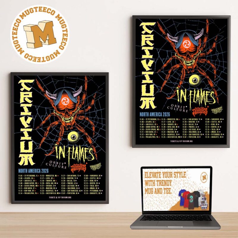 Trivium Band The Crown In The Grave Tour 2026 North America Tour Dates Home Decor Poster Canvas