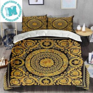 Versace Barocco Print Big And Barocco Small Two Pattern Combine Bedding Set Queen