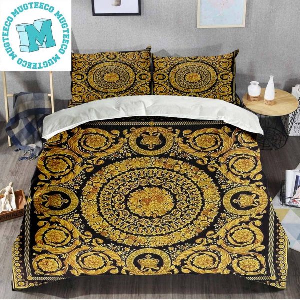 Versace Barocco Print Big And Barocco Small Two Pattern Combine Bedding Set Queen Versace Barocco Print Big And Barocco Small Two Pattern Combine Bedding Set Queen