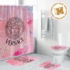 Versace Big Basic Yellow Logo In White Background Bathroom Shower Curtain Set