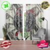 Versace Big Black Signature Logo Medusa In Pink Slivering Background Window Curtain