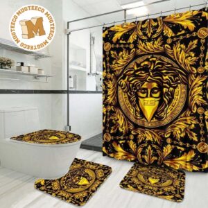 Versace Big Golden Logo And Baroque Bathroom Accessories Set