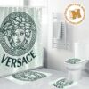Versace Big Golden Signature With Baroque Pattern Bathroom Shower Curtain Set Versace Big Golden Signature With Baroque Pattern Bathroom Shower Curtain Set