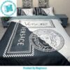 Versace Big Logo Greca Border And Barocco Print Pattern In White Background Bedding Set Queen Versace Big Logo Greca Border And Barocco Print Pattern In White Background Bedding Set Queen
