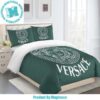 Versace Big Logo White In Deep Green Background Bedding Set King Size