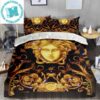 Versace Big Logo White In Deep Green Background Bedding Set King Size Versace Big Logo White In Deep Green Background Bedding Set King Size