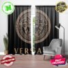 Versace Big Golden Signature Logo In Black Marble Background Window Curtain Versace Big Golden Signature Logo In Black Marble Background Window Curtain