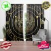 Versace Big Royal Black Logo Medusa Head With Greca Border In Beige Honeycomb Theme Window Curtain Versace Big Royal Black Logo Medusa Head With Greca Border In Beige Honeycomb Theme Window Curtain