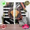 Versace Big Signature Golden Bronze Greca And Baroque Pathern In Black Background Window Curtain Versace Big Signature Golden Bronze Greca And Baroque Pathern In Black Background Window Curtain