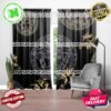 Versace Big White Luxury Logo In Water Droplet On Water Surface Background Window Curtain Versace Big White Luxury Logo In Water Droplet On Water Surface Background Window Curtain