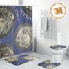 Versace Big White Gradient Medusa In Black Background Bathroom Shower Curtain Set Versace Big White Gradient Medusa In Black Background Bathroom Shower Curtain Set