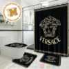 Versace Big White Medusa And Grey Rose In Black Background Bathroom Accessories Set Versace Big White Medusa And Grey Rose In Black Background Bathroom Accessories Set