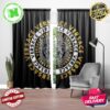 Versace Big White Signature Medusa Statue With Greca Border In Red Background Window Curtain