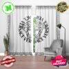 Versace Black Simple Signature Logo In Rose Floral Background Window Curtain