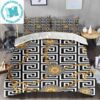 Versace Gianni Black Logo Greca Boder In Yellow Luxury Most Comfortable Bedding Set Versace Gianni Black Logo Greca Boder In Yellow Luxury Most Comfortable Bedding Set