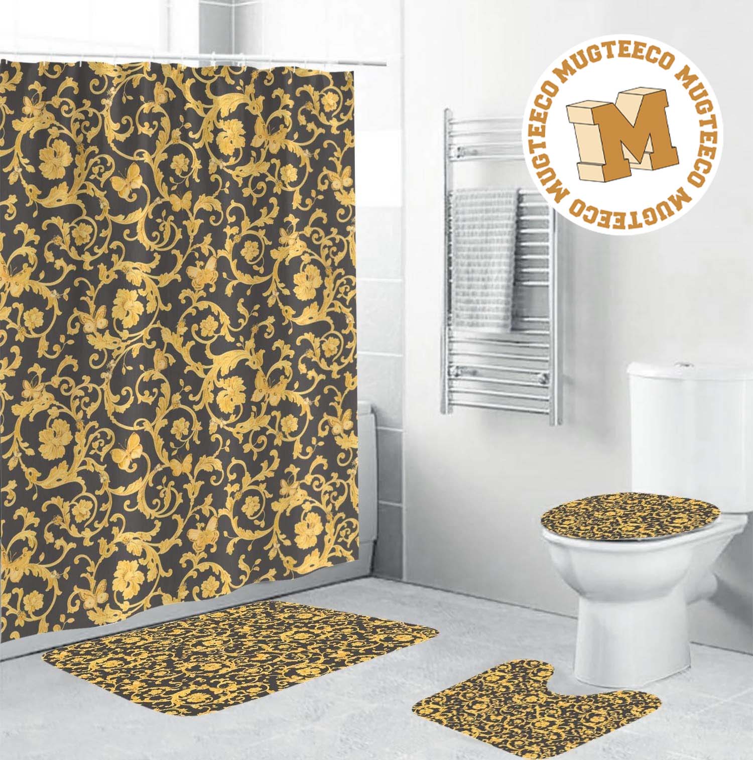 Versace Golden Baroque Pattern Bathroom Accessories Set Versace Golden Baroque Pattern Bathroom Accessories Set