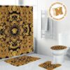 Versace Golden Signature With Paisley Pattern In Black Base Background Bathroom Accessories Set