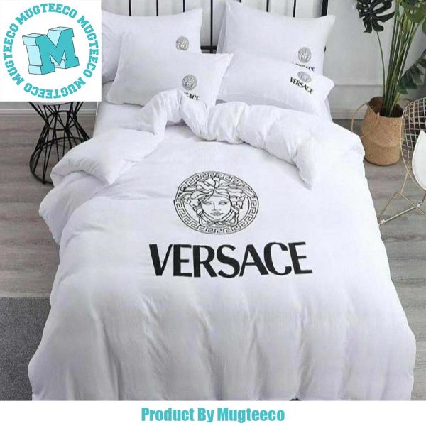 Versace Logo Black In White Background Most Comfortable Bedding Set Versace Logo Black In White Background Most Comfortable Bedding Set