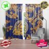 Versace Luxury Yellow Signature Logo With Red And Grey Lion Head Pattern In White Background Window Curtain Versace Luxury Yellow Signature Logo With Red And Grey Lion Head Pattern In White Background Window Curtain