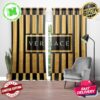Versace Signature Black Medusa With Navy Blue Greca And Golden Baroque Pattern In Beige Background Window Curtain Versace Signature Black Medusa With Navy Blue Greca And Golden Baroque Pattern In Beige Background Window Curtain
