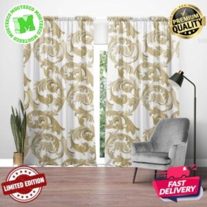 Versace Signature Luxury Baroque Pattern In White Theme Window Curtain