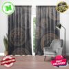 Versace Simple Black And White Logo With Golden Text Pattern In Black Theme Window Curtain