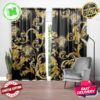 Versace Yellow And Grey Signature Logo In Dusk Background Window Curtain Versace Yellow And Grey Signature Logo In Dusk Background Window Curtain