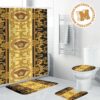 Versace Yellow Baroque Pattern In Black Background Bathroom Shower Curtain Set Versace Yellow Baroque Pattern In Black Background Bathroom Shower Curtain Set
