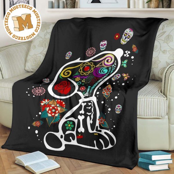 X-Ray Snoopy Sugar Skull Fleece Blanket Bedding Decor Idea X-Ray Snoopy Sugar Skull Fleece Blanket Bedding Decor Idea