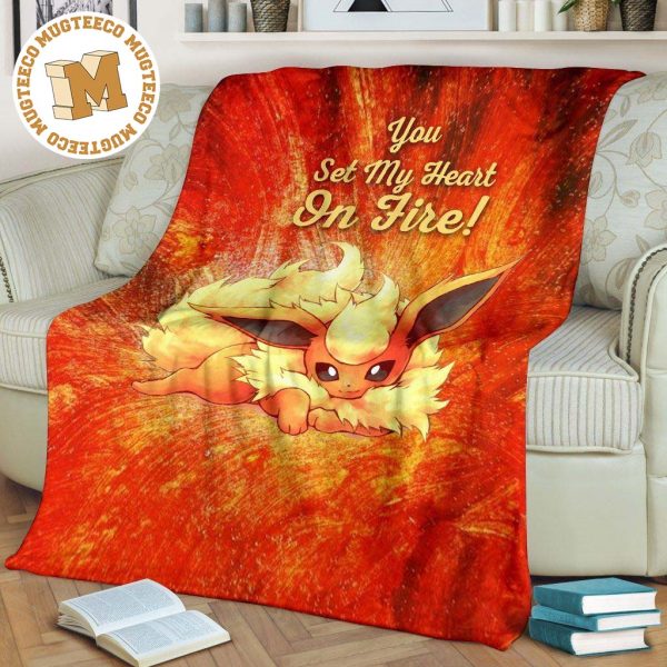 You Set My Heart On Fire Flareon Fleece Blanket You Set My Heart On Fire Flareon Fleece Blanket