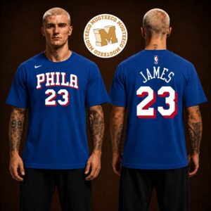 Youth Philadelphia 76ers LeBron James Nike Royal Icon Name And Number Two Sided Unisex T Shirt