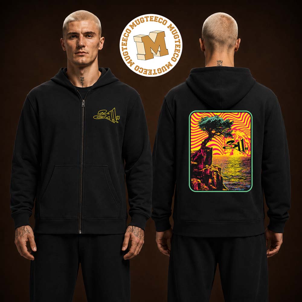 311 Band Psychedelic Tree Two Sided Zip Up Hoodie Unisex Black Shirt 311 Band Psychedelic Tree Two Sided Zip Up Hoodie Unisex Black Shirt