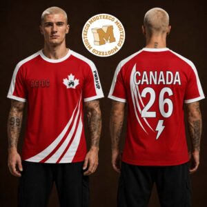 ACDC Canada 26 PWR UP Red White Two Sided Football Jersey