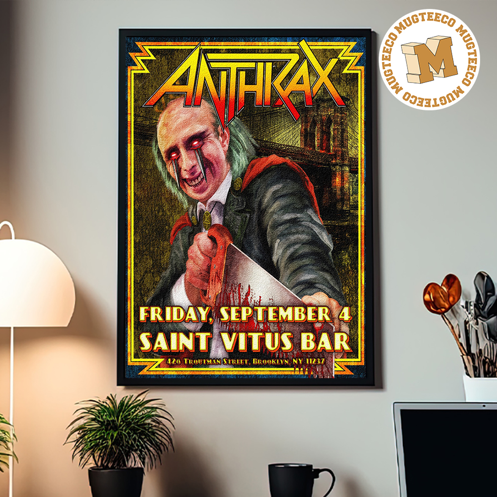 Anthrax Brooklyn NY 2026 Event Poster At Saint Vitus Bar On September 4 2026 Home Decor Poster Cavnas Anthrax Brooklyn NY 2026 Event Poster At Saint Vitus Bar On September 4 2026 Home Decor Poster Cavnas