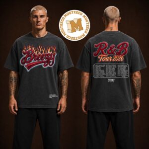 Chris Brown And Usher Raymond Breezy R And B Tour Vintage Charcoal Two Sided T Shirt