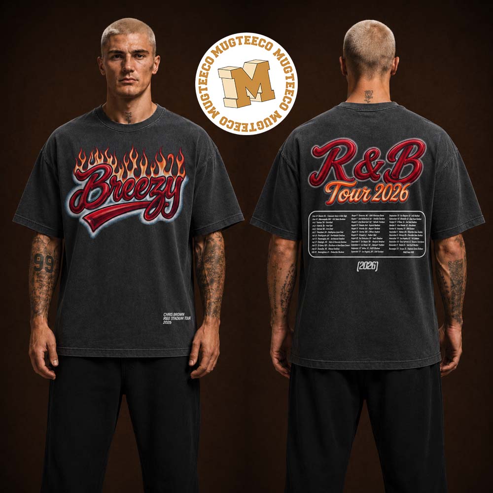 Chris Brown And Usher Raymond Breezy R And B Tour Vintage Charcoal Two Sided T Shirt Chris Brown And Usher Raymond Breezy R And B Tour Vintage Charcoal Two Sided T Shirt