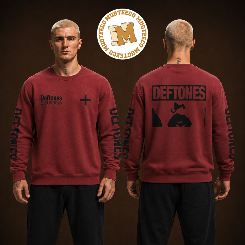 Deftones EU UK Summer 2026 Tour Two Sided Long Sleeve Burgundy Shirt Deftones EU UK Summer 2026 Tour Two Sided Long Sleeve Burgundy Shirt