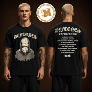 Deftones Summer 2026 Tour EU And UK Merch Two Sided Black T-Shirt
