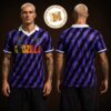 Godzilla 54 Black Purple Soccer Inspired Japanese Monster Football Jersey