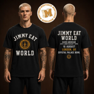 Jimmy Eat World London UK 2026 Tour Live At Crystal Palace Bowl On 16 August 2026 Two Unisex Black Sided T Shirt