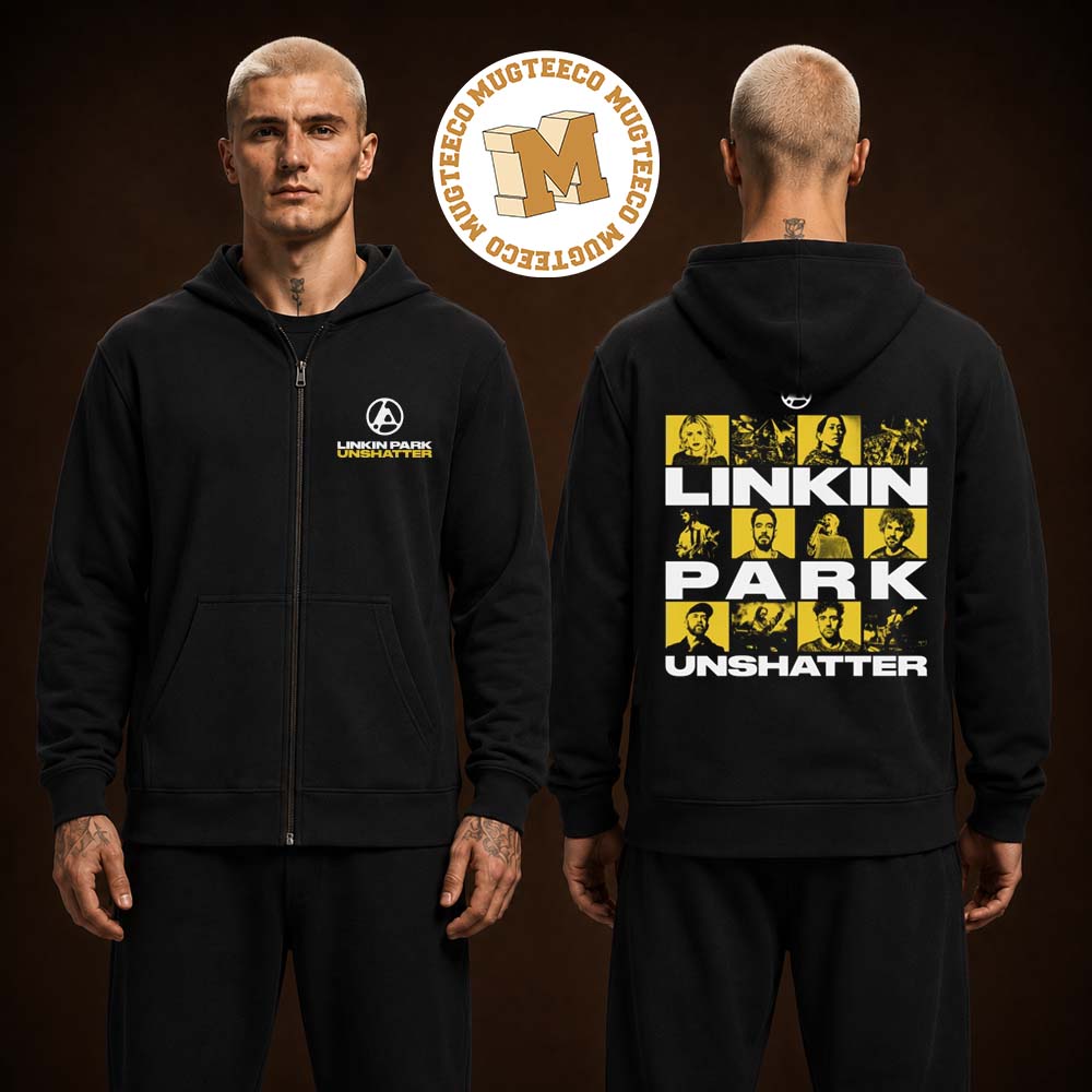 Linkin Park Unshatter Unisex Black Zip Up Hoodie Linkin Park Unshatter Unisex Black Zip Up Hoodie