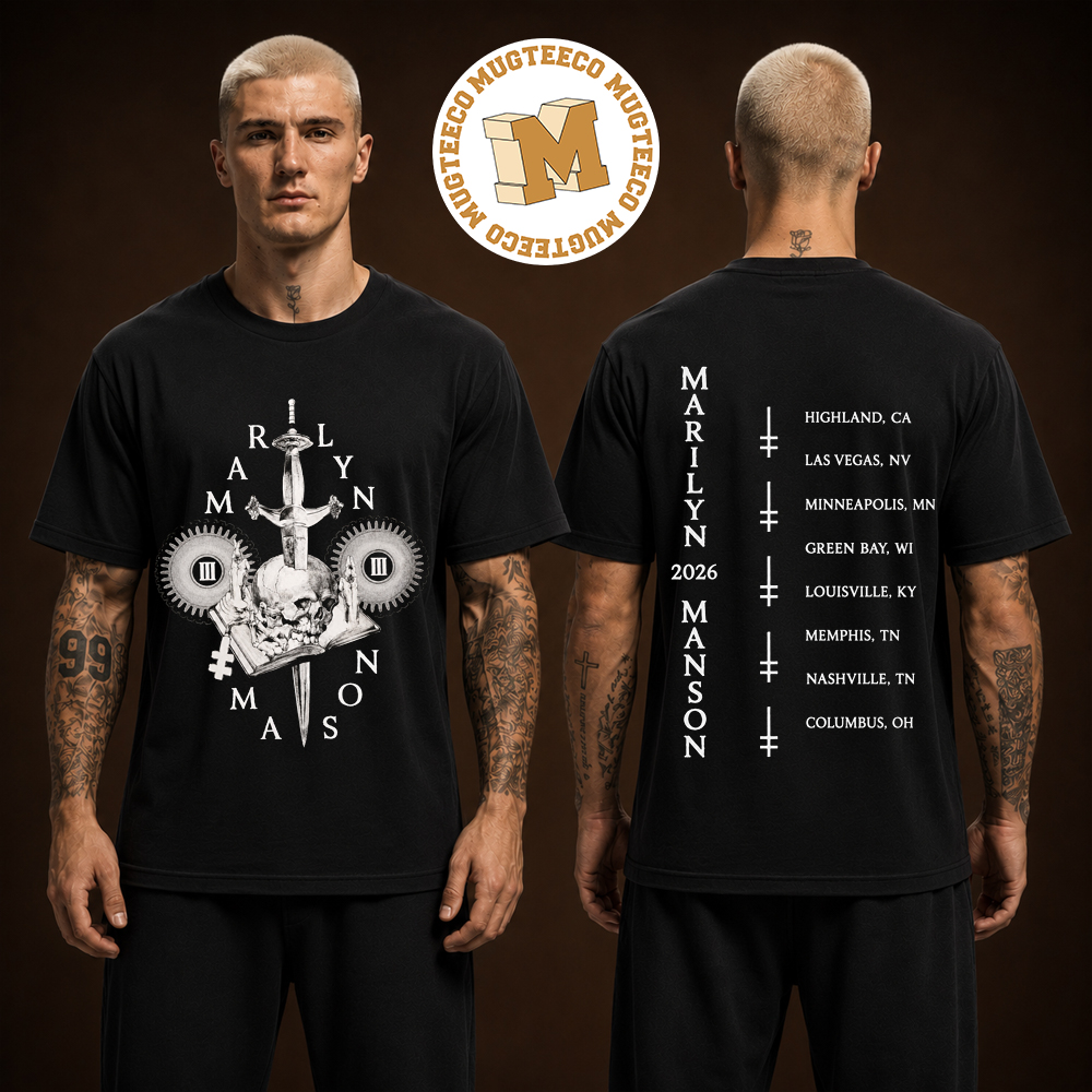 Marilyn Mason Tour 2026 Exclusive Tee Sword and Skull Two Sided Unisex T Shirt Marilyn Mason Tour 2026 Exclusive Tee Sword and Skull Two Sided Unisex T Shirt