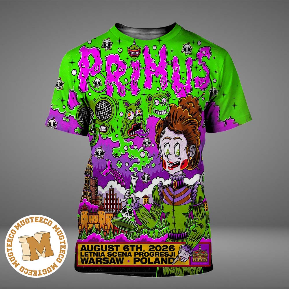 Primus Warsaw Poland 2026 Event Poster At Letnia Scena Progresji On August 6 2026 All Over Print Shirt Primus Warsaw Poland 2026 Event Poster At Letnia Scena Progresji On August 6 2026 All Over Print Shirt