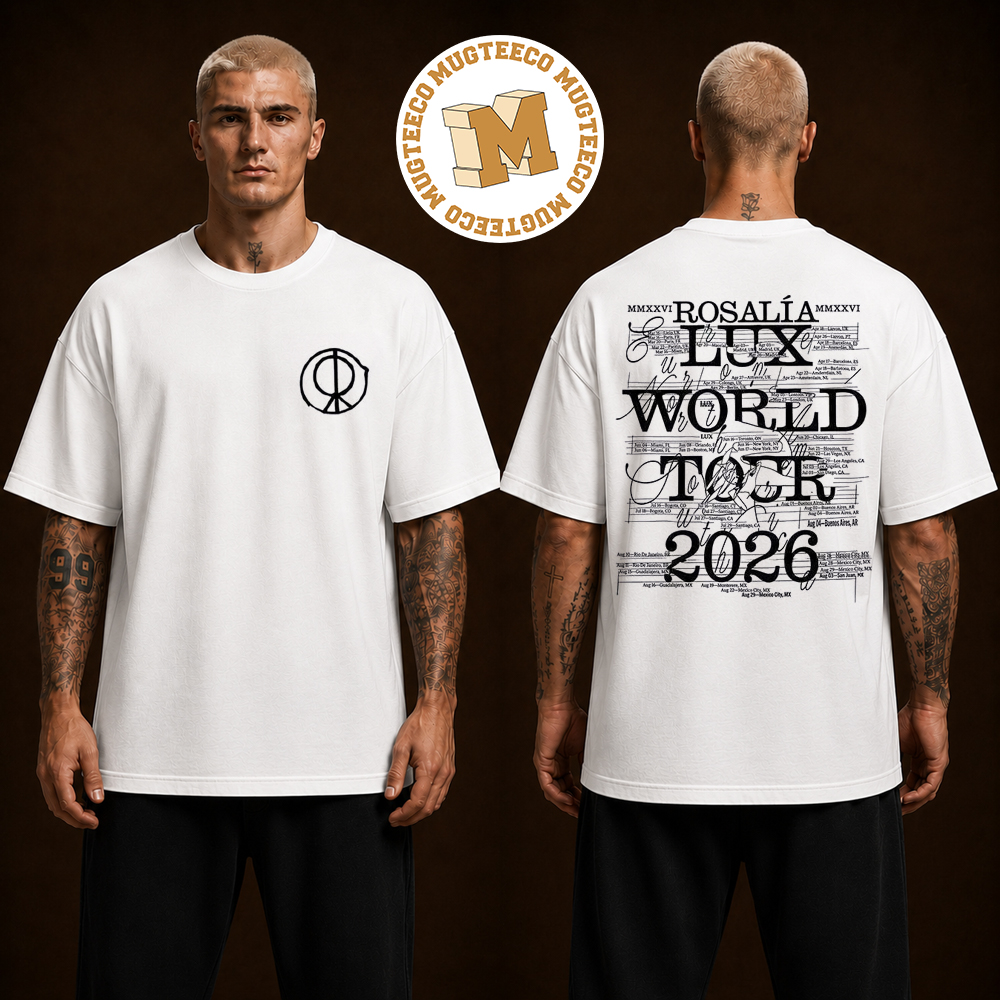 Rosalia Lux World Tour 2026 Merch Hot For God Two Sided Unisex White T Shirt Rosalia Lux World Tour 2026 Merch Hot For God Two Sided Unisex White T Shirt