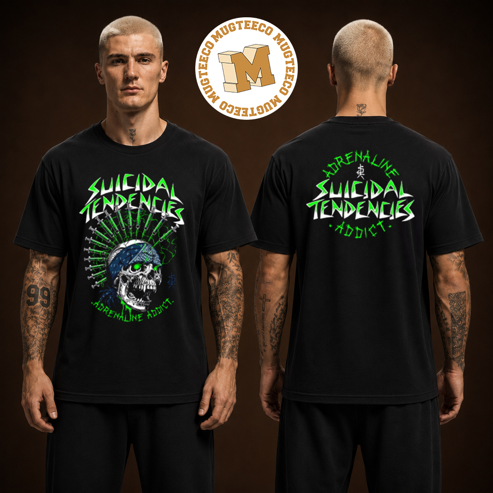 Suicidal Tendencies Adrenaline Addict Two Sided Unisex Black T Shirt Suicidal Tendencies Adrenaline Addict Two Sided Unisex Black T Shirt