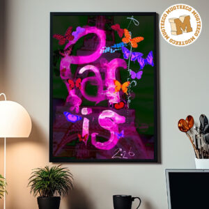 The Cure Paris 2026 Exclusive Pink Charity Event Poster Featuring Butterflies At Rock En Seine On August 30 2026 Home Decor Poster Canvas